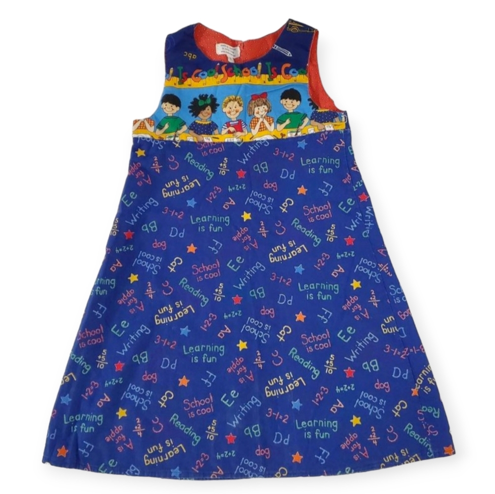 VTG Rare Find Madie Bs Creations School Is Cool Learning Is Fun Girls Dress / 7